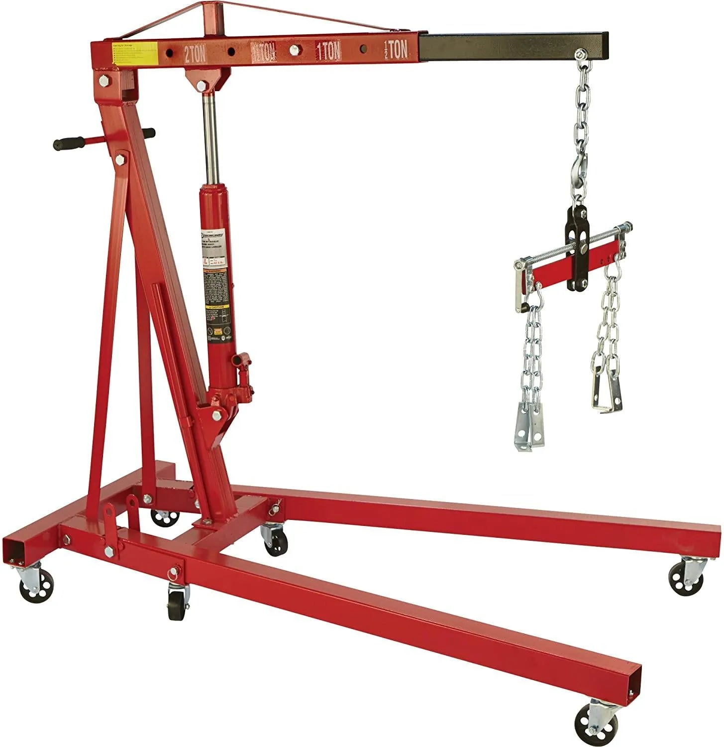 Strongway Hydraulic Engine Hoist with Load Leveler 2-Ton Capacity, 1in.-82 5/8in. Lift Range
