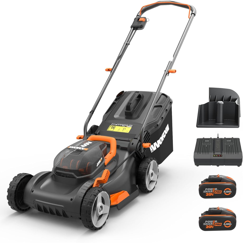 WORX WG743E Akku-Rasenmäher 40V – Profi Rasenmäher mit Mulchfunktion & PowerShare Akku – Rasenmähen ohne Kabel – Ideal für Gärten bis zu 500m²