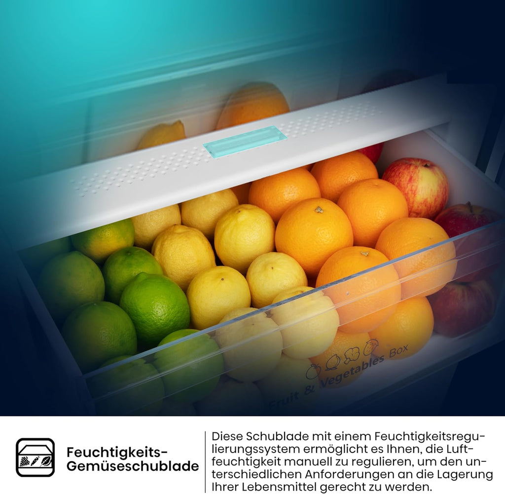 Hisense RB327N4AD2 Kühl-Gefrierkombination/ NoFrostPlus/ Multiflow 360°/ HolidayMode/ FreshZone/ 182,4 cm/ Kühlteil 171 l/ Gefrierteil 85 l/ 41 dB/ 287 kWh/ Jahr/ Edelstahl-Look