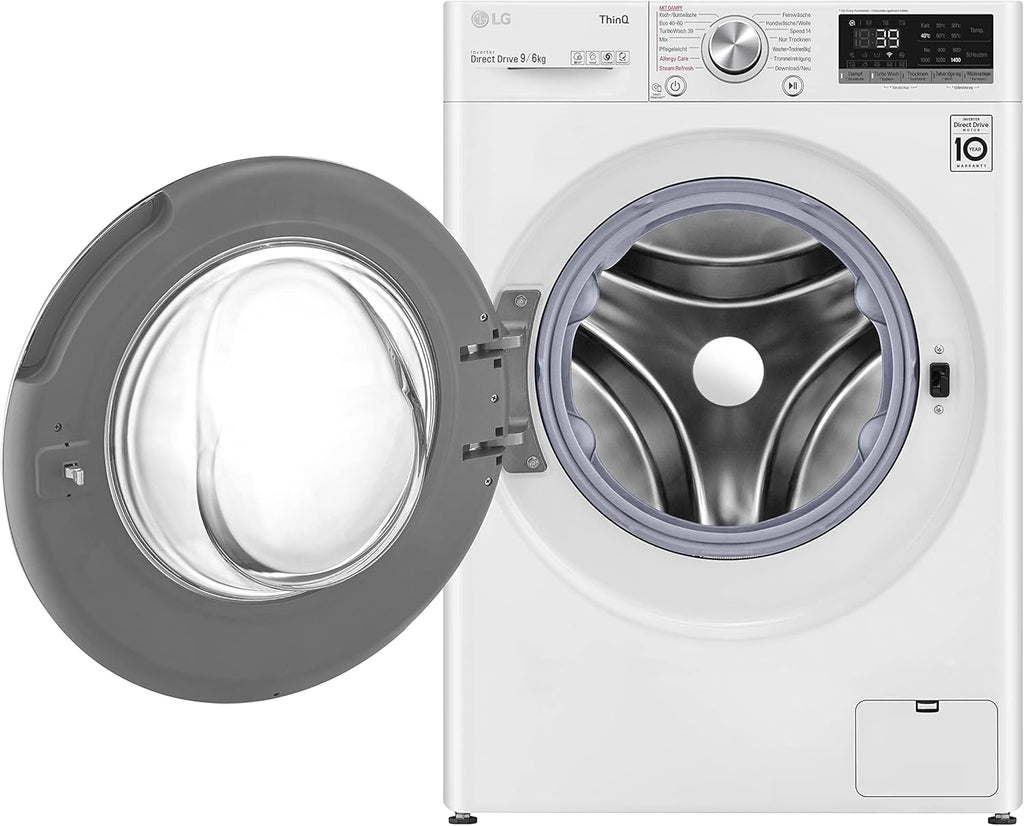 LG V7WD107H2E, Klasse E, Frontlader-Waschtrockner 10,5 - 7 kg, 1400 U/min, AI Direct Drive, Wi-Fi, Tiefenreinigung mit Dampf, TurboWash, Größere Kapazität, 62 x 60 x 85 cm ꟷ Weiß