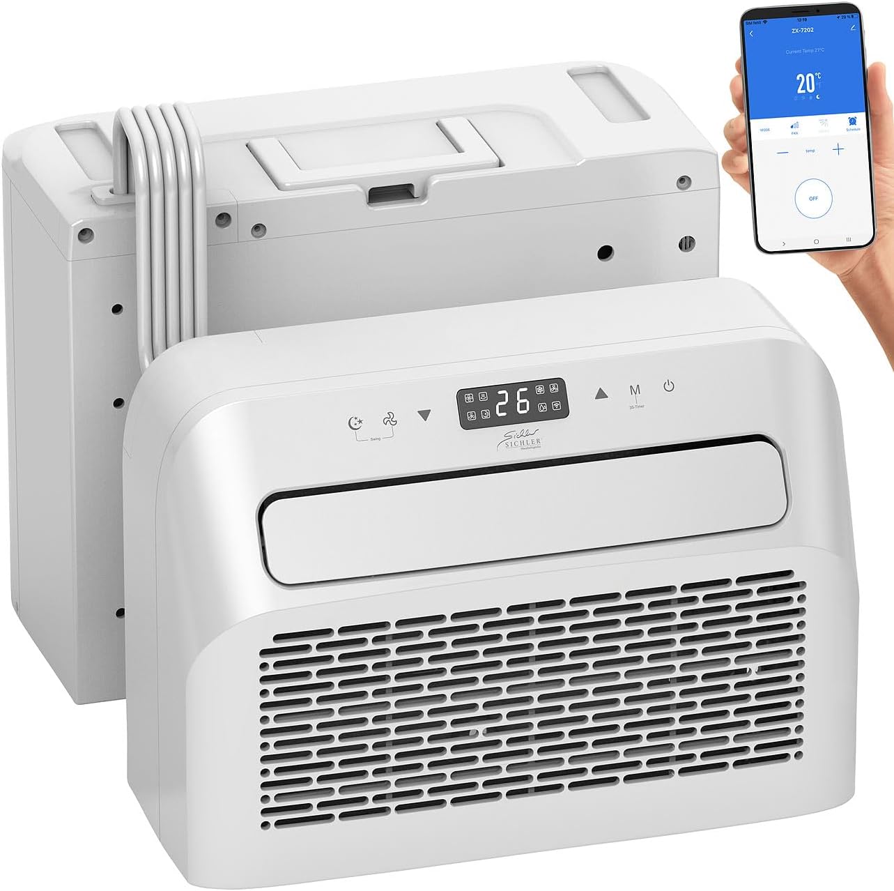 Sichler Haushaltsgeräte Mobiles Klimagerät: Mobile Split-Klimaanlage, Entfeuchterfunktion, WLAN & App, 5.000 BTU/h (Klimaanlage Wohnwagen, Mini Split Klimaanlage, Klima Splitgerät Bohren)