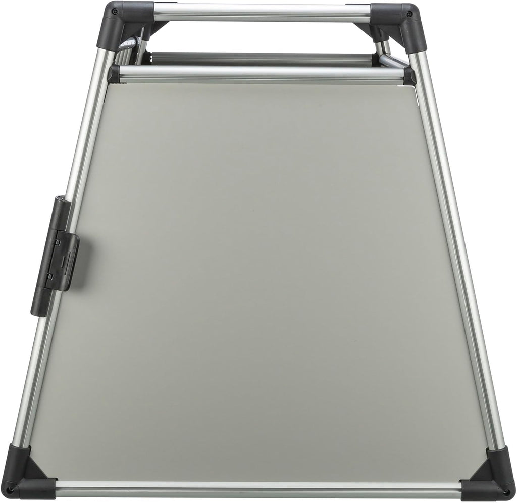 TRIXIE Hunde-Transportbox, Aluminium, L: 92 x 64 x 78 cm, grafit, rutschfste Liegematte, Klettleiste am Boden, Sicherheitsverschluss, stabil und geruscharm, hochgeschlossene Wnde - 39338