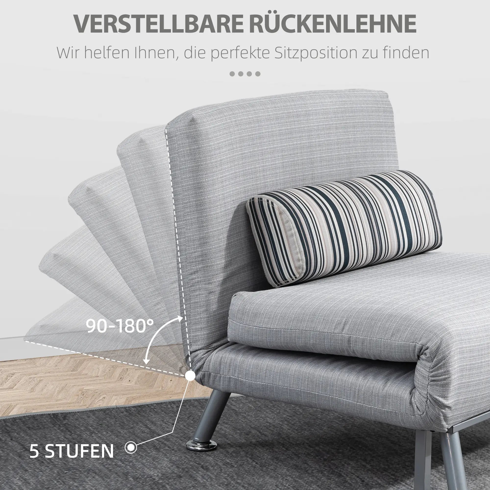 HOMCOM Schlafsessel Gästebett 2-in-1 mit verstellbarer Rückenlehne