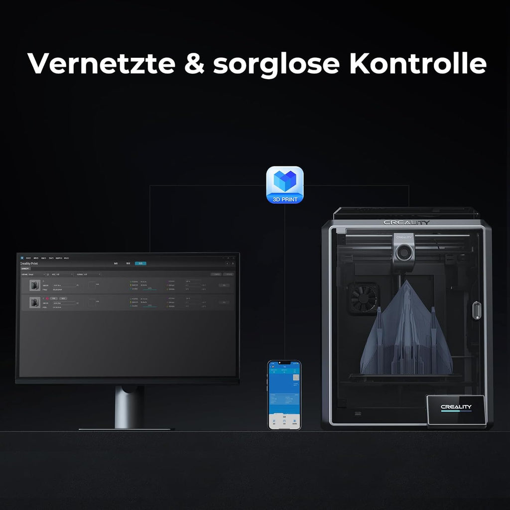 Creality K2 Plus Combo 3D-Drucker, 16-Farben Multimaterial-Druck, 350³mm XXL-Bauraum, Servo-Direktantrieb, Dual-KI-Kameras, Ultra-Leise <45dB, Aktive Heizkammer, RFID/WLAN (Industrie 4.0)