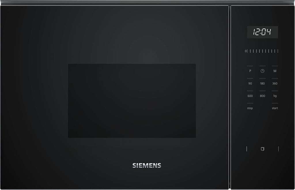 Siemens BF525LMB1 iQ500, Einbau-Mikrowelle, 59 x 38 cm, 800W, 20L Garraum Edelstahl, 25,5 cm Drehteller, touchControl Bedienung, Hydrolytische Reinigungshilfe, cookControl 7 Automatikrogramme, Schwarz