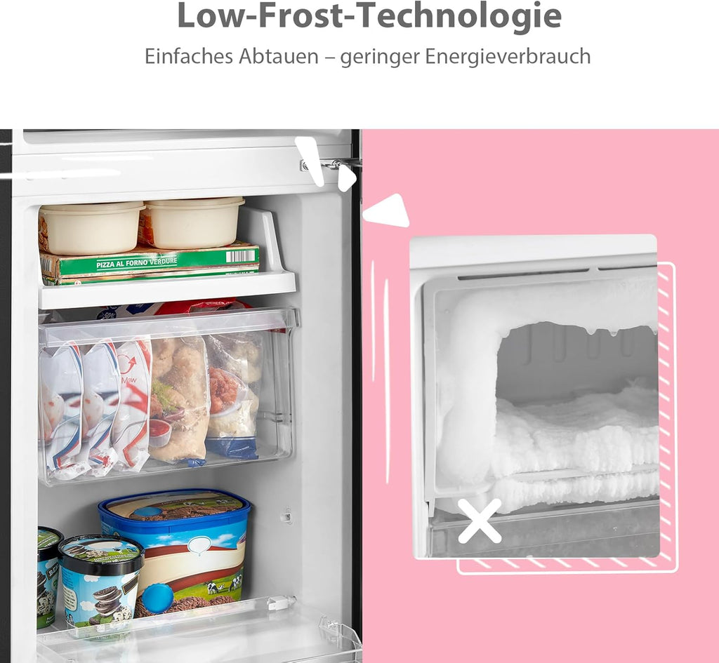 Comfee RCB169DK2(E) Fridge/Freezer Combination, 150 cm Height, Low Frost, Adjustable Fridge Temperature, LED Light, 195 kWh per Year, Fridge Capacity 115 L, 59 L Freezer, Black