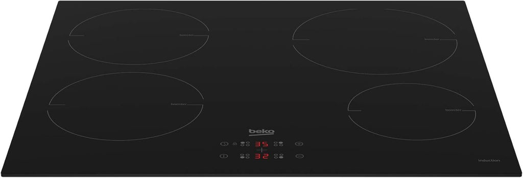 Beko BBSM12340X Einbau-Backofen-Set, zwei autarke Geräte: Induktionskochfeld mit 4 Kochzonen, Backofen mit 8 Heizarten, 72 l Garraum-Volumen, Kindersicherung, Sensortasten, Schwarz/Edelstahl