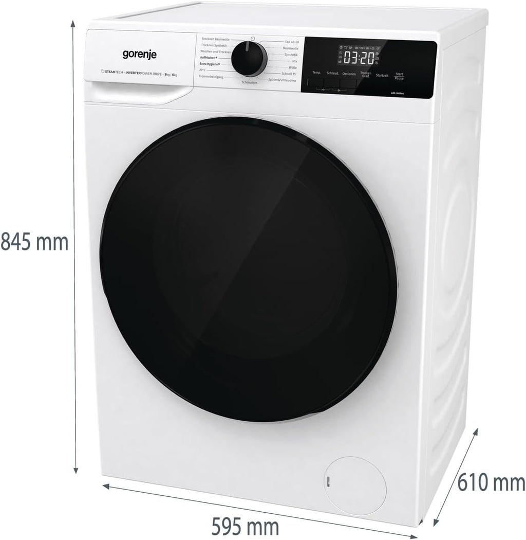Gorenje WDAM 854 AP Waschtrockner mit Dampffunktion / 8 kg / 1400 U / 15 Programme/Aqua Stop/Inverter PowerDrive Motor/Kindersicherung/QuickDry/weiß