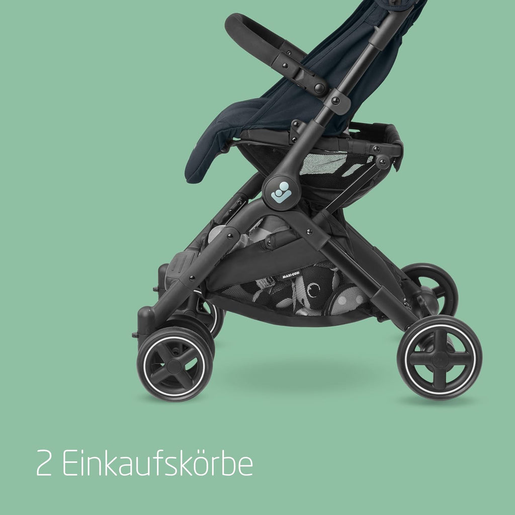Maxi-Cosi Lara2 Baby Kinderwagen, 0–4 Jahre, 0–22 kg, federleichter, kompakter Buggy, 3 Liegepositionen, flache Liegeposition, klein zusammenklappbar, Schultergurt, Essential Graphite