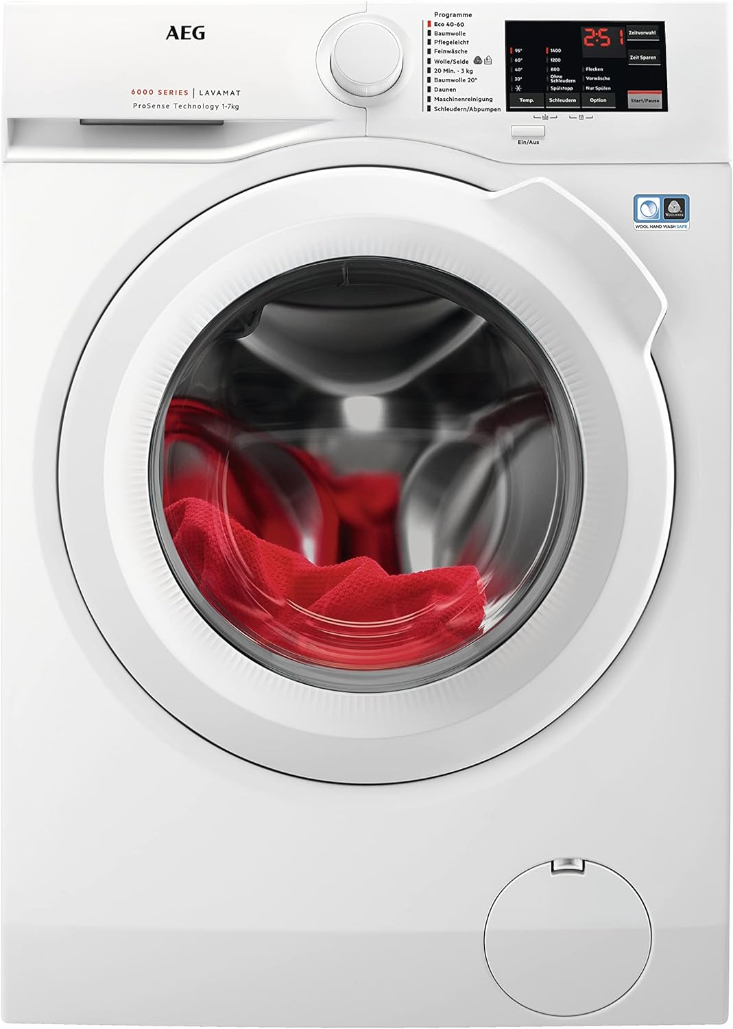 AEG L6FBG51470 Waschmaschine / Serie 6000 mit ProSense / Testsieger der Stiftung Warentest / 7,0 kg / Leise / Mengenautomatik / Nachlegefunktion / Kindersicherung / Wasserstopp / 1400 U/min
