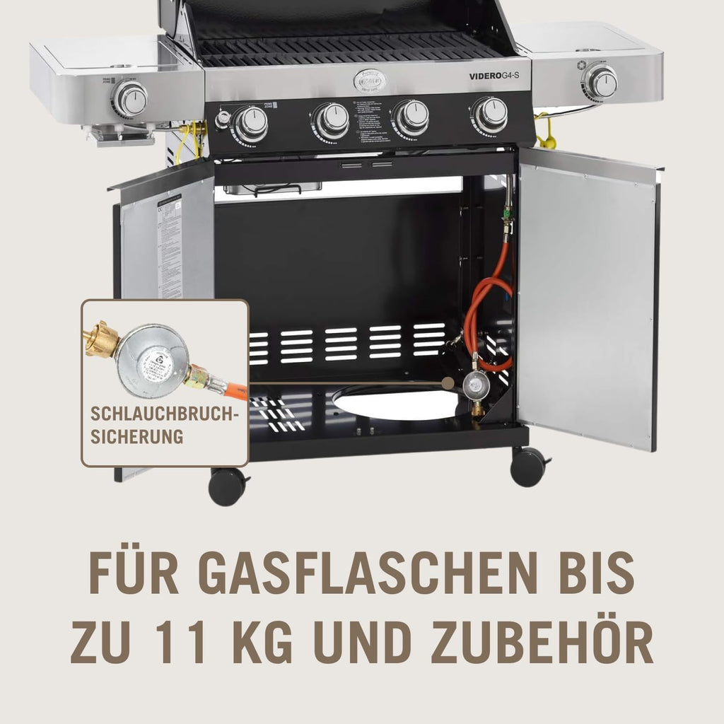 RÖSLE Elektrogrill BBQ-Portable Videro E2-P, tragbarer Tischgrill mit 2 Brennern, Warmhalterost und Deckel mit Glaseinsatz, pulverbeschichteter Stahl, schwarz/silbern