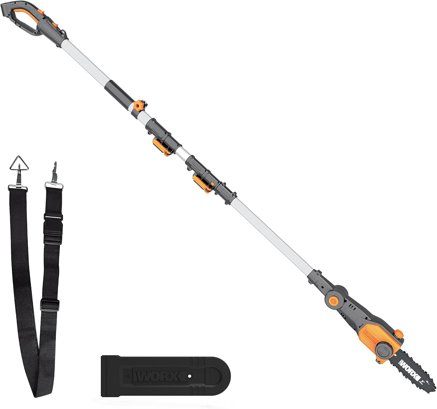 WORX WG252E.9 Akku Teleskop Heckenschere - 45cm Schnittbreite - 10-Fach Verstellbarer Teleskopstiel bis 3,20 Meter Hhe - PowerShare kompatibel - Ohne Akku & Ladegert
