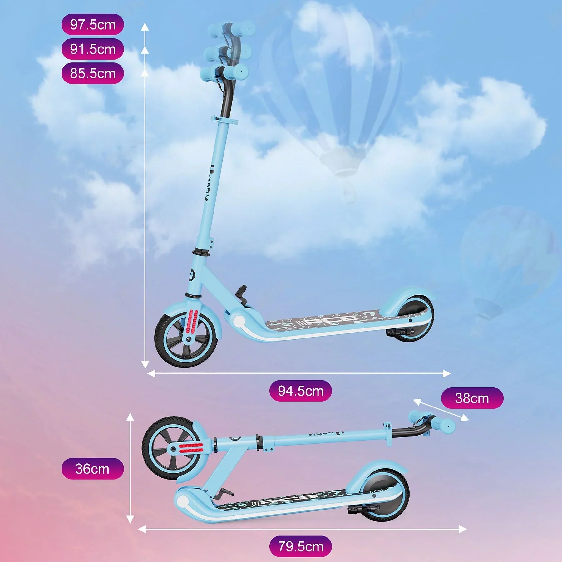 RCB R11 Kid E-scooter mit RCB Logo - Leichter Elektroroller für Kinder