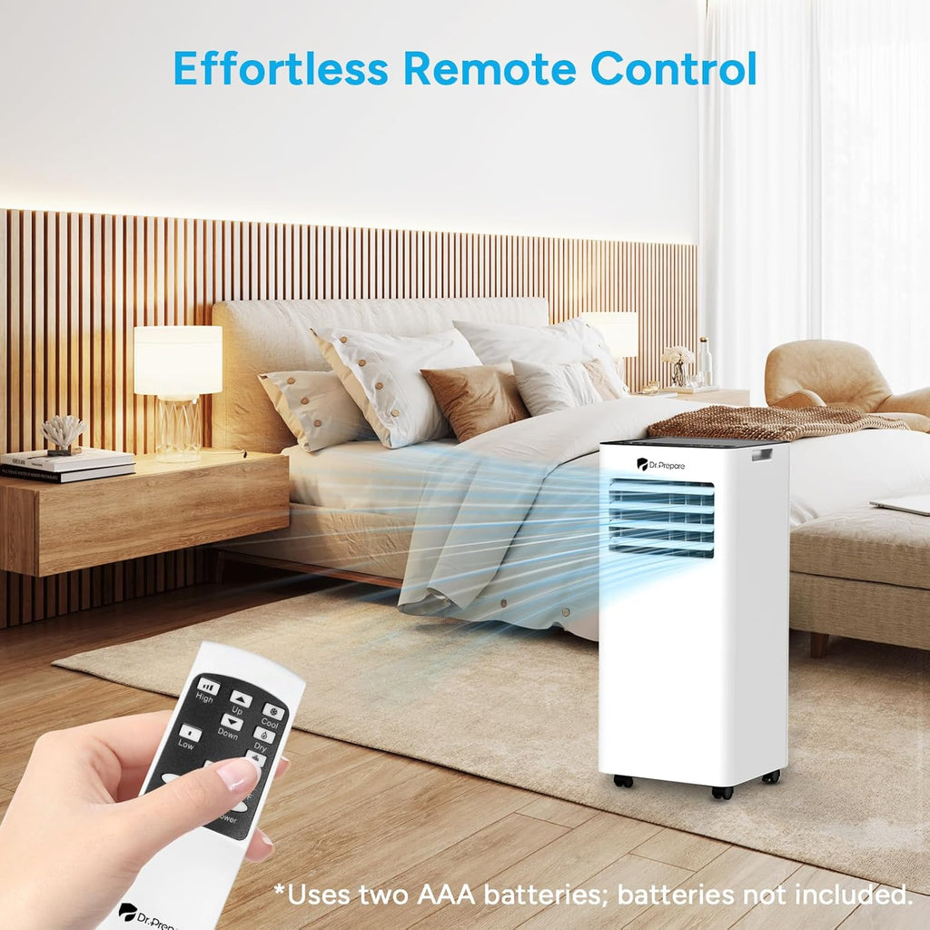 DR.PREPARE Mobiles Klimagerät 9000 BTU mit APP, 4 in 1 Mobile Klimaanlage mit Abluftschlauch, Kühlen&Ventilieren&Entfeuchten, Ventilator & Schlafmodus mit Fernbedienung, Kühlt bis zu 30m², 1-24H Timer