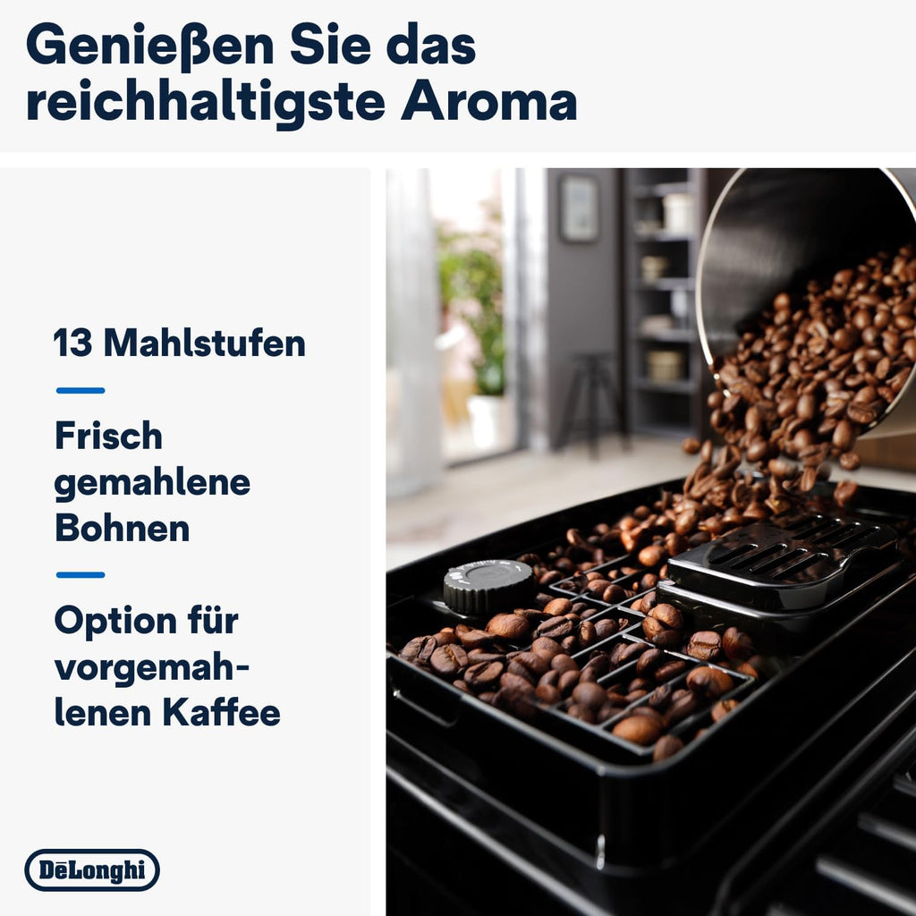 De'Longhi Magnifica S ECAM 22.110.B Kaffeevollautomat mit Milchaufschäumdüse für Cappuccino, mit Espresso Direktwahltasten und Drehregler, 2-Tassen-Funktion, 1,8 Liter Wassertank, Schwarz/Silber