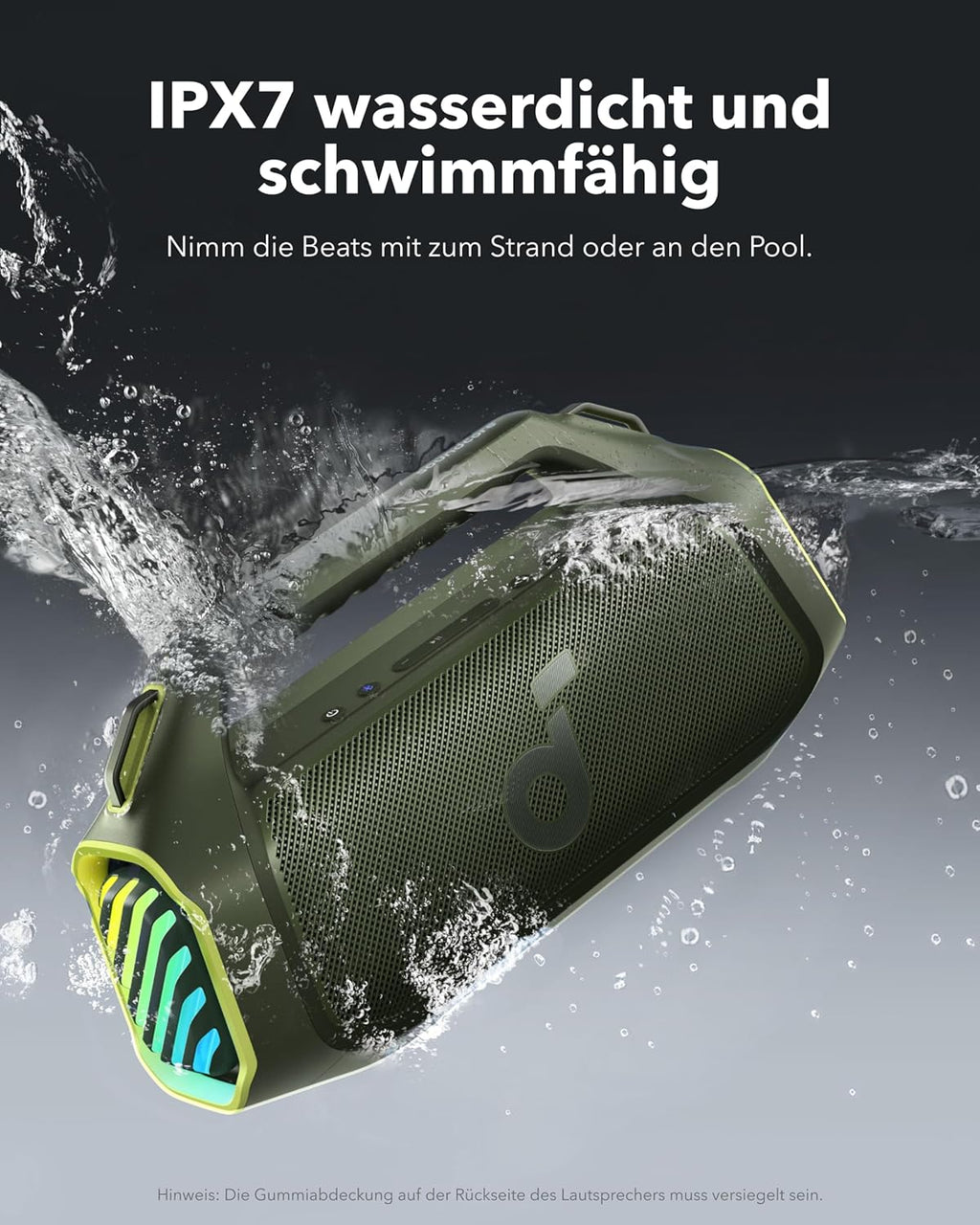 soundcore Boom 2 Plus Outdoor Lautsprecher, 140W, 2+2 Channel, BassUp 2.0, 20h, Schnellladung, IPX7 wasserdicht, RGB Lichter, USB-C, Power Bank, BT 5.3, tragbarer Bluetooth Lautsprecher, Camping
