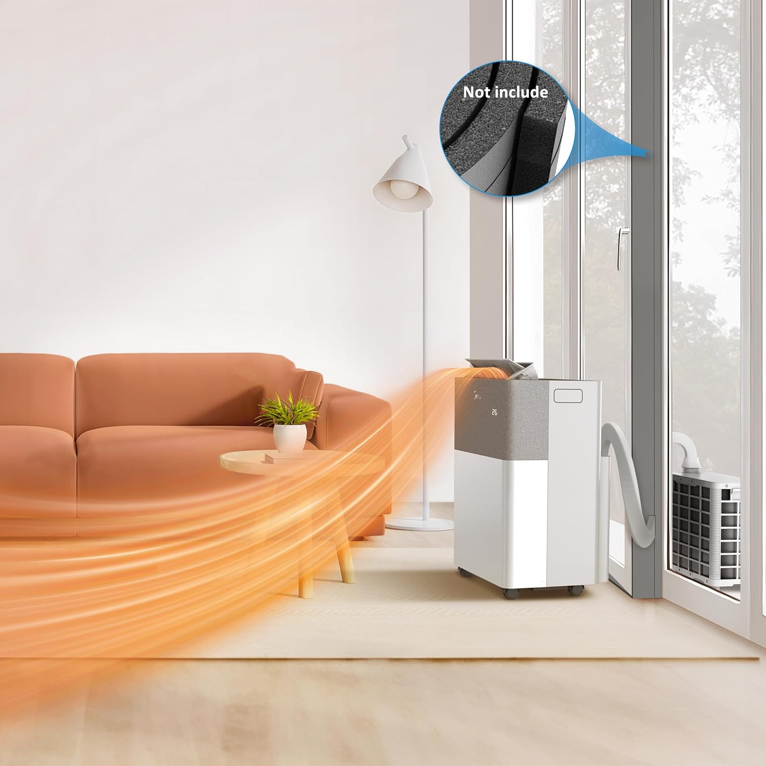 Midea Portasplit Klimaanlage, Mobile Wärmepumpe, Kühlen A++/Heizen A+, 12000 BTU 3, 5kW, für Räume bis zu 42 m² / 105 m³, nur 39 dB(A) im Silent-Modus
