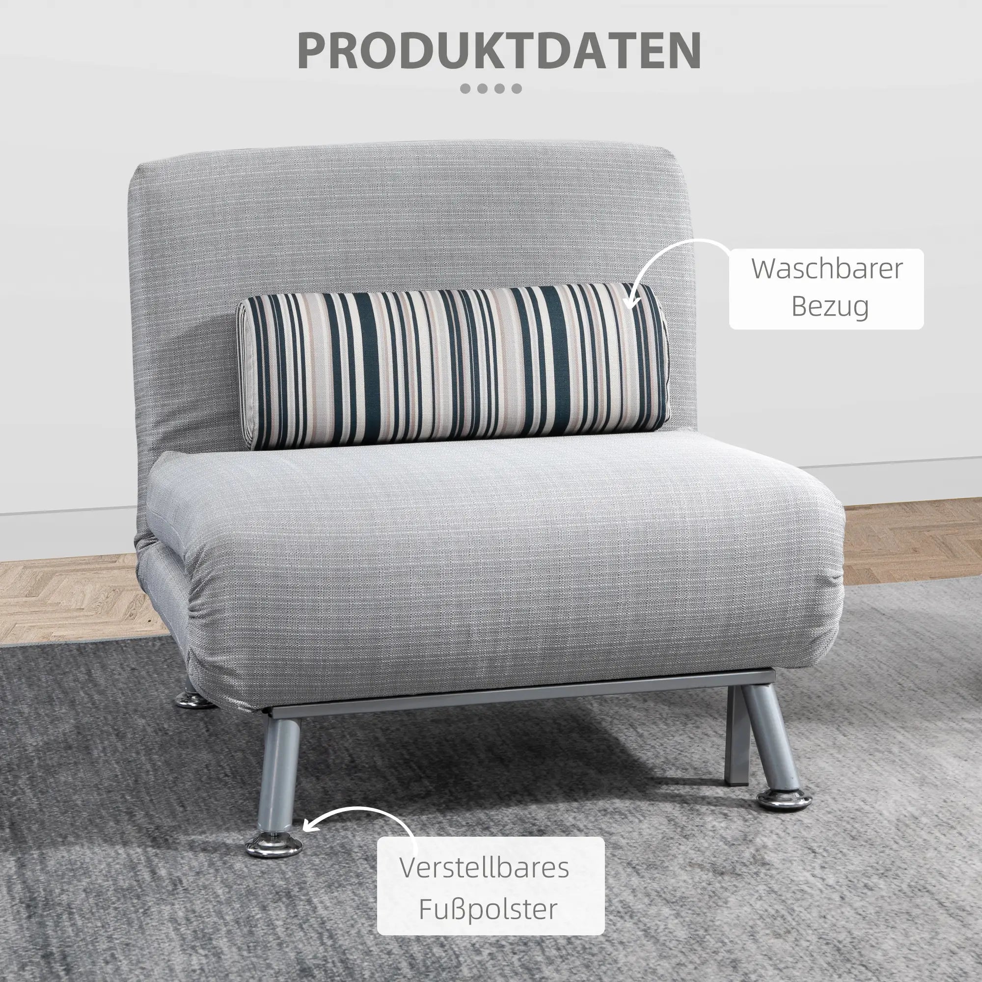 HOMCOM Schlafsessel Gästebett 2-in-1 mit verstellbarer Rückenlehne
