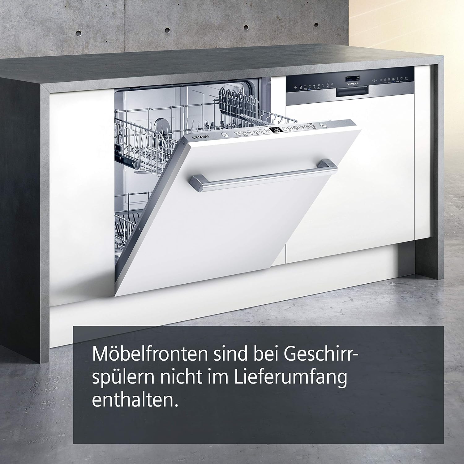 Siemens SR65YX08ME, iQ500 Smarter Geschirrspüler Vollintegriert, 45 cm breit, Besteckschublade, Zeolith, extra leise, aquaStop, automatische Türöffnung nach Programmende, varioSpeed, Innenbeleuchtung