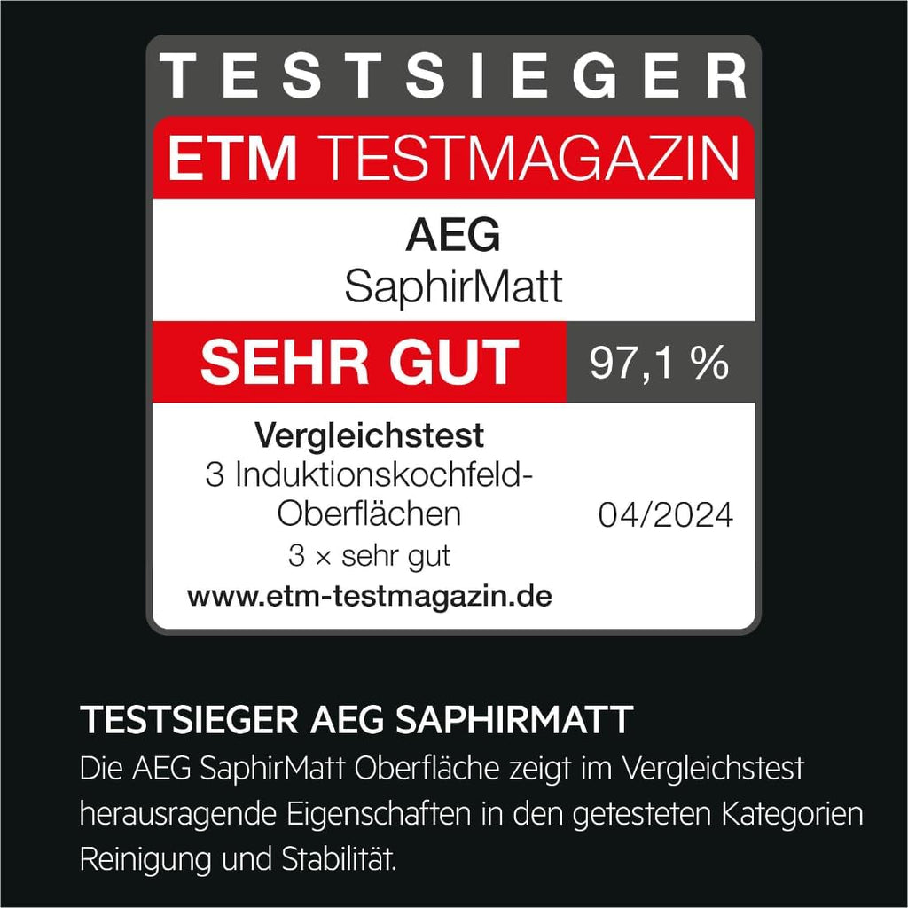 AEG Induktionskochfeld autark 80cm mit Dunstabzug / Made in Germany / 4 Flex-Kochzonen mit Bridge (Kombination 2er Zonen) / Auto-Funktion des Dunstabzugs / Aktivkohlefilter / COLI84COXB