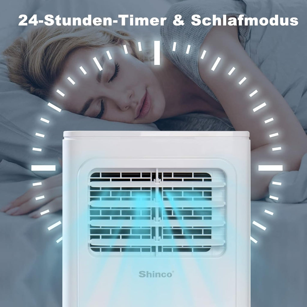 SHINCO Mobile Klimaanlage mit Abluftschlauch, 3-in-1Klimaanlage mit Luftentfeuchter&Ventilator, 7000BTU, 2,05 kW, Mobiles Klimagert mit Schlafmodus, Timer und Montagematerial, Rume bis 54m