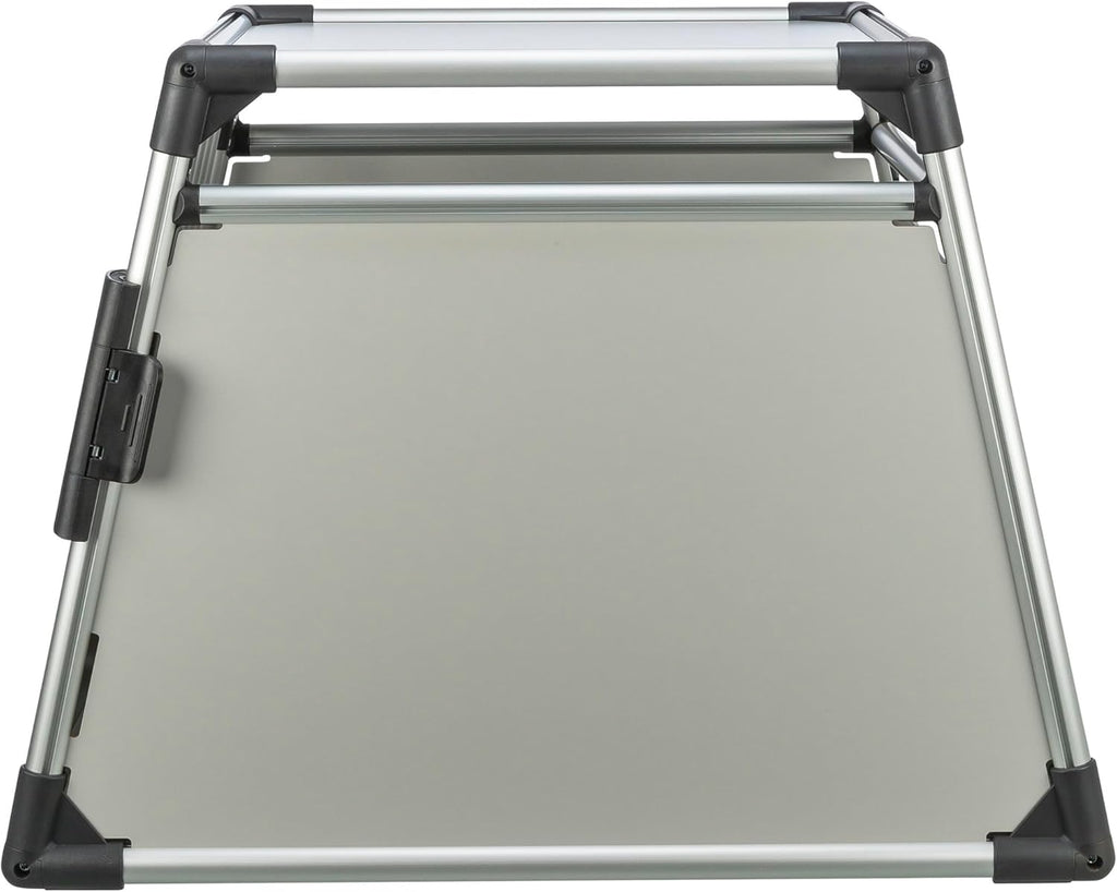 TRIXIE Hunde-Transportbox, Aluminium, L: 92 x 64 x 78 cm, grafit, rutschfste Liegematte, Klettleiste am Boden, Sicherheitsverschluss, stabil und geruscharm, hochgeschlossene Wnde - 39338