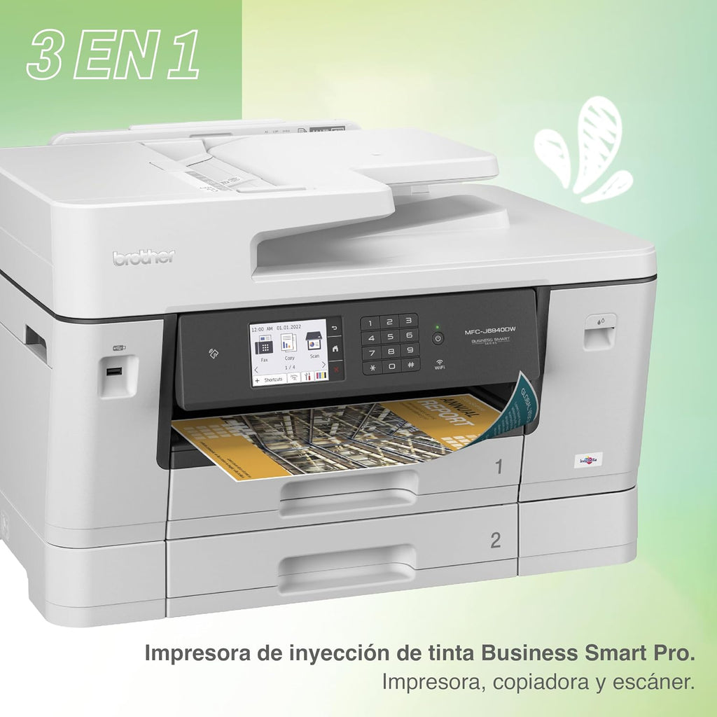 Brother MFC-J6940DW DIN A3 4-in-1 Farbtintenstrahl-Multifunktionsgerät (2 x 250 Blatt Papierkassette, Drucken, scannen, kopieren, faxen), Weiß, Mittel