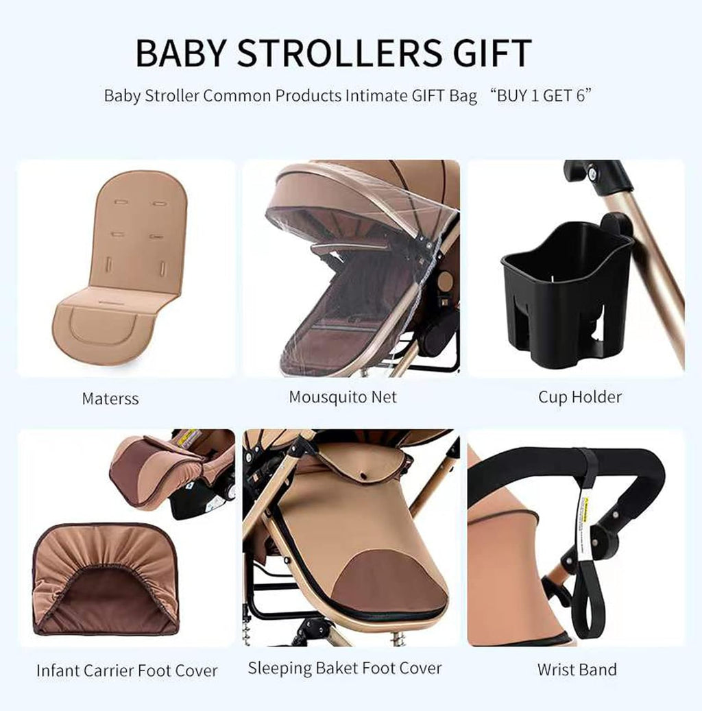 3 in 1 Kombikinderwagen 3 in 1 Reisesysteme Kinderwagen Infant Hochlandschaft Liegender Buggy Kinderwagen Neugeborenen Kinderwagen Faltbarer Standardkinderwagen (906 White)
