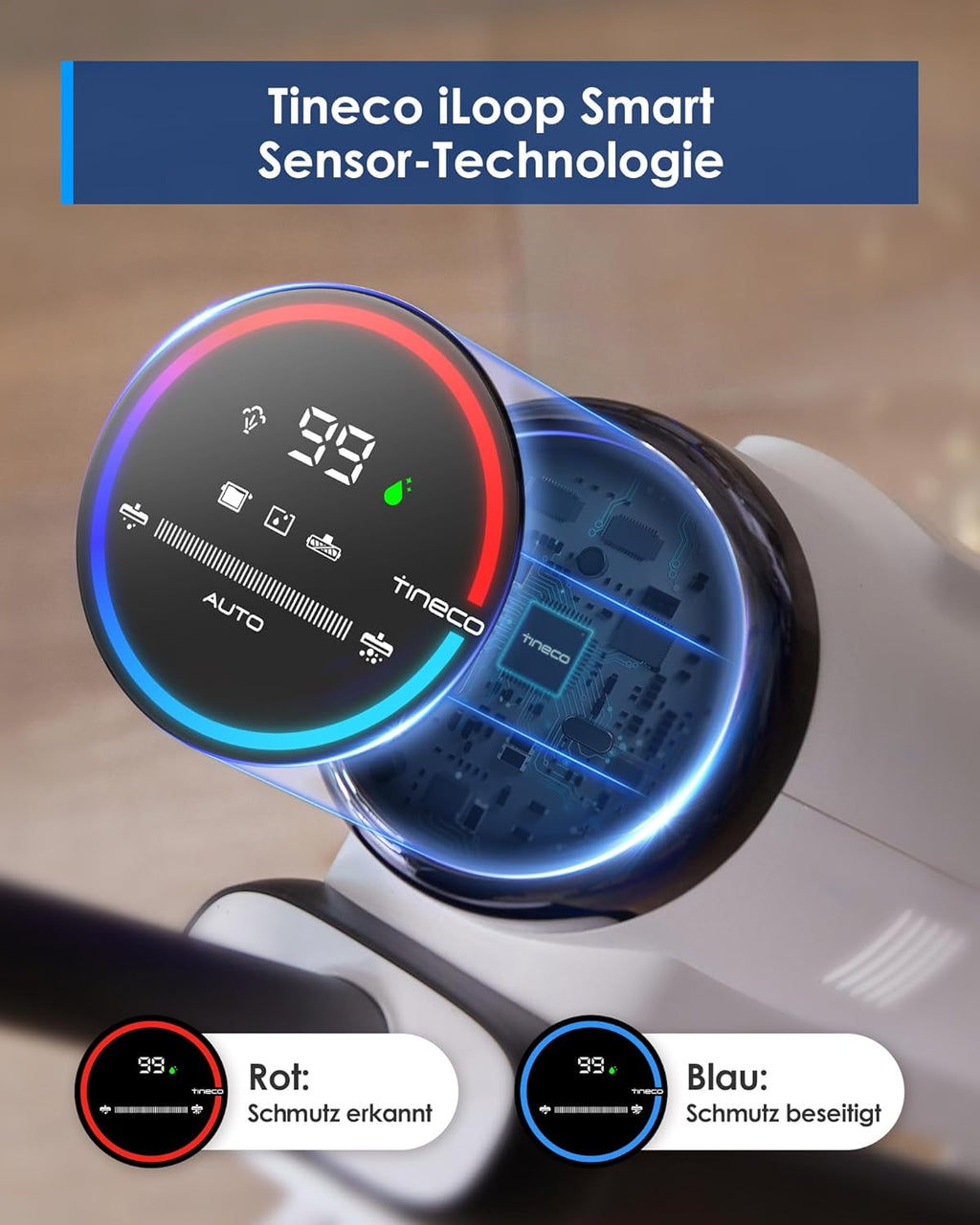 Tineco iFLOOR 5 Steam Nass Trockensauger, 120℃ Hochtemperatur-Dampf, Dampfreiniger mit Kabel, Selbstreinigung Nasssauger, Hartholz bodenreiniger für klebrige Verschmutzungen, Essensreste