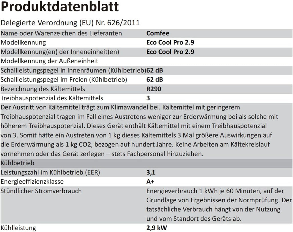 Comfee Mobiles Klimagert Easy Cool 2.0, 7000 BTU 2,0kW, Kühlen&Ventilieren&Entfeuchten, Raumgre bis 68m(25㎡), APP-Steuerung/Alexa/Google Home/IFTTT, Mobile Klimaanlage mit Abluftschlauch