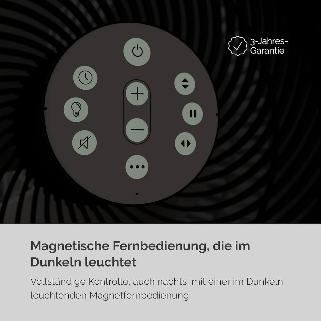 MEACO MeacoFan Sefte® Tischventilator - 10 Luftumwälzer mit 12 Geschwindigkeiten - Horizontale und vertikale Oszillation - 3 Oszillationsbereiche - Ultraleise, ferngesteuerte Kühlung, Schwarz