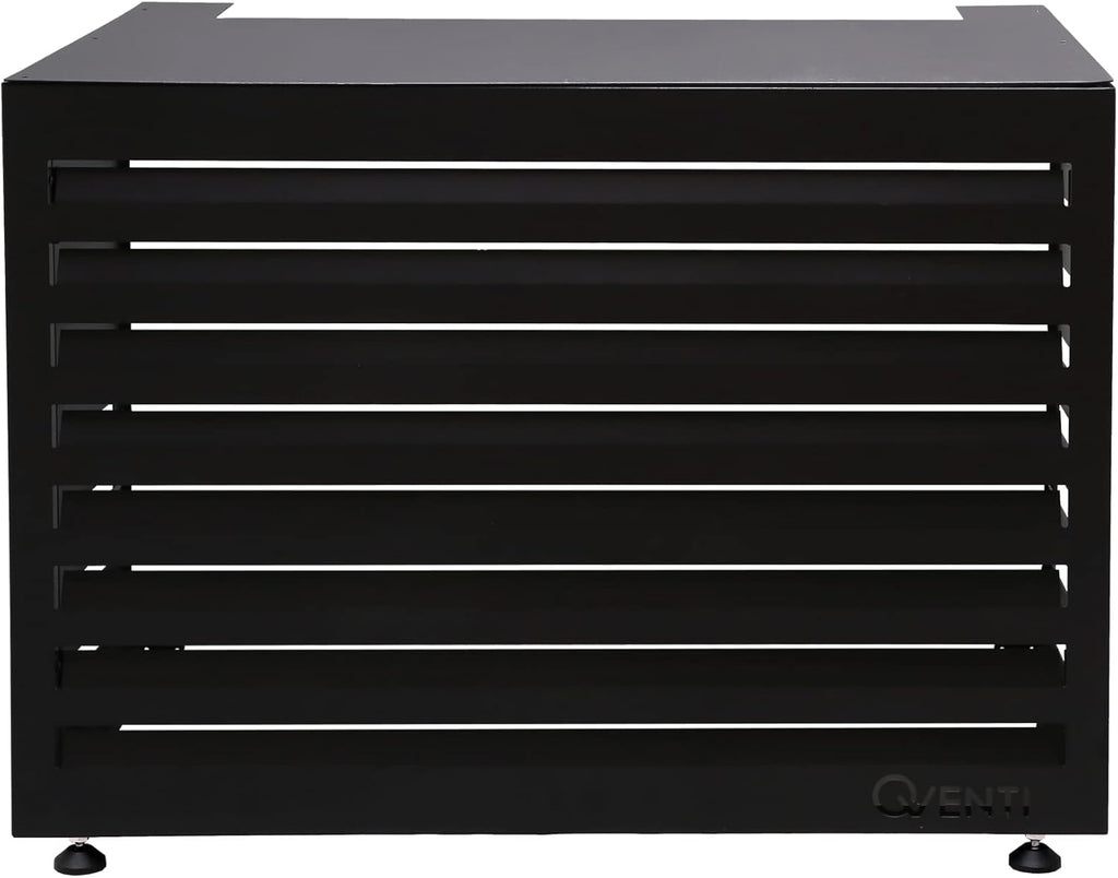 Qventi Abdeckung für Klimaanlage - Anthrazit/Grau - Aluminium - Schutzgitter - Verkleidung - Einfache Montage - Größe S - Außenmaße (LxBxH): 100 x 50 x 75 cm