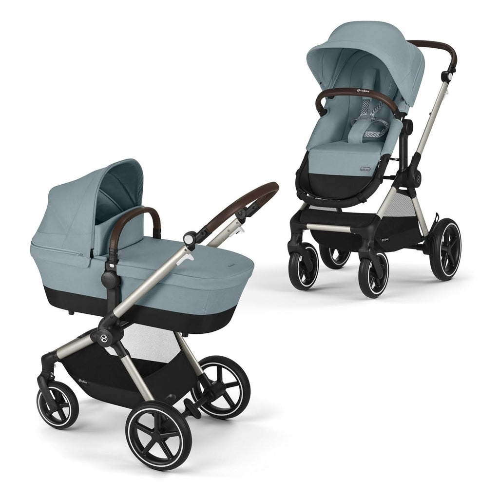 CYBEX Gold Kinderwagen EOS Lux 2-in-1, Reisesystem, Ab Geburt bis 22 kg (ca. 4 Jahre), Moon Black