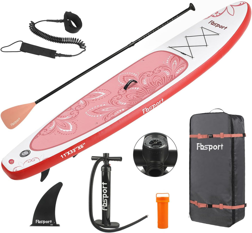 Premium-Stand-Up-Paddle-Board, Yoga-Board mit strapazierfähigem SUP-Zubehör und Tragetasche | Breiter Stand, Surf-Kontrolle, rutschfestes Deck, Leine, Paddel und Pumpe für Jugendliche und Erwachsene