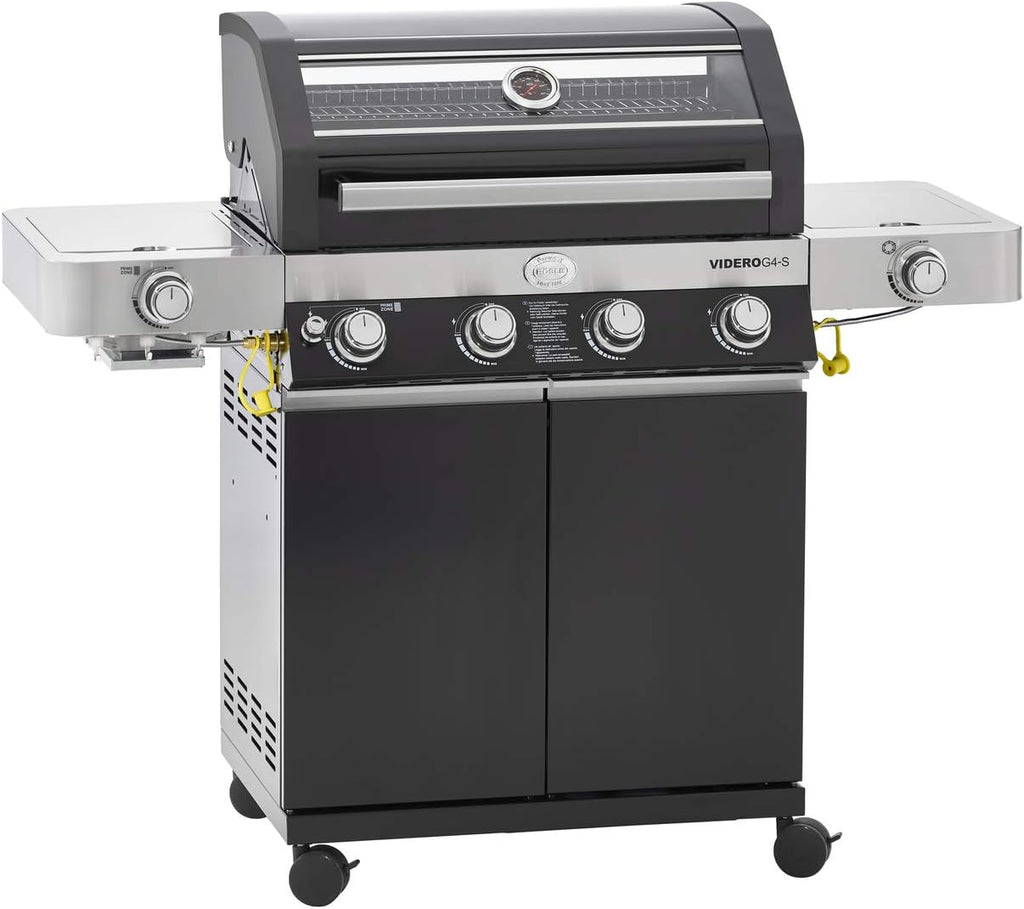 RÖSLE Elektrogrill BBQ-Portable Videro E2-P, tragbarer Tischgrill mit 2 Brennern, Warmhalterost und Deckel mit Glaseinsatz, pulverbeschichteter Stahl, schwarz/silbern
