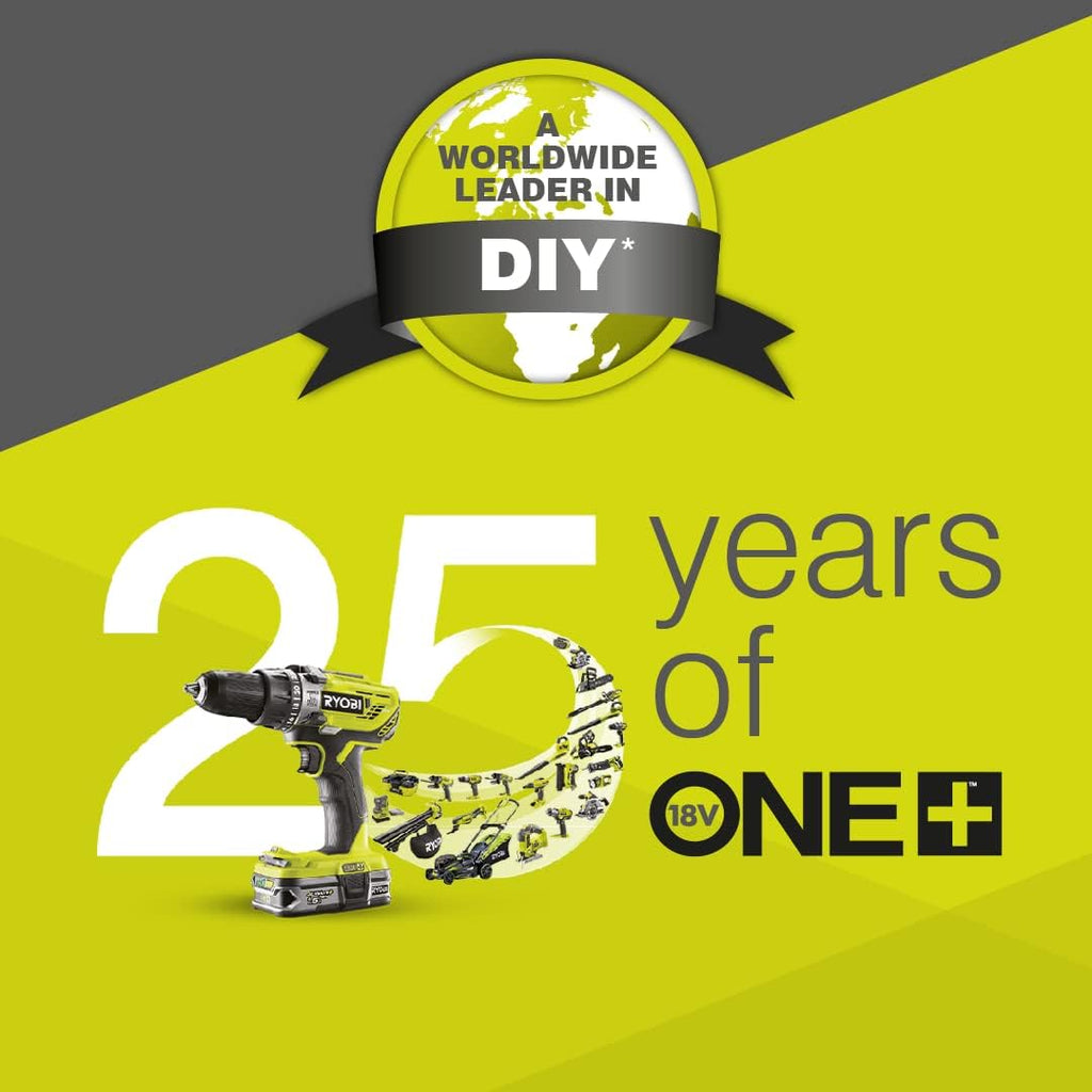 RYOBI 18 V ONE+ Akku-Rasenmäher RLM18X33B40 (Schnittbreite 33 cm, 5-fache Höhenverstellung 25-65 mm, zusammenklappbares Griffgestänge, inkl. Mulchkeil, 35l Grasfangsack, 4,0Ah Akku & Ladegerät)
