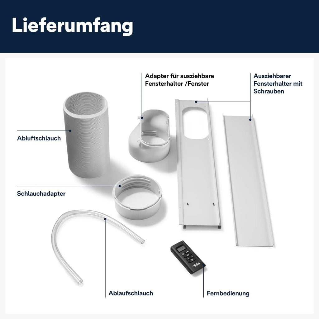 De'Longhi Pinguino PAC EM82, Mobile Klimaanlage für Rume bis zu 80 m, 9.400 BTU, 2,4 kW, 63 dB, Entfeuchtungsfunktion, Energieklasse A, 24h-Timer, Wei