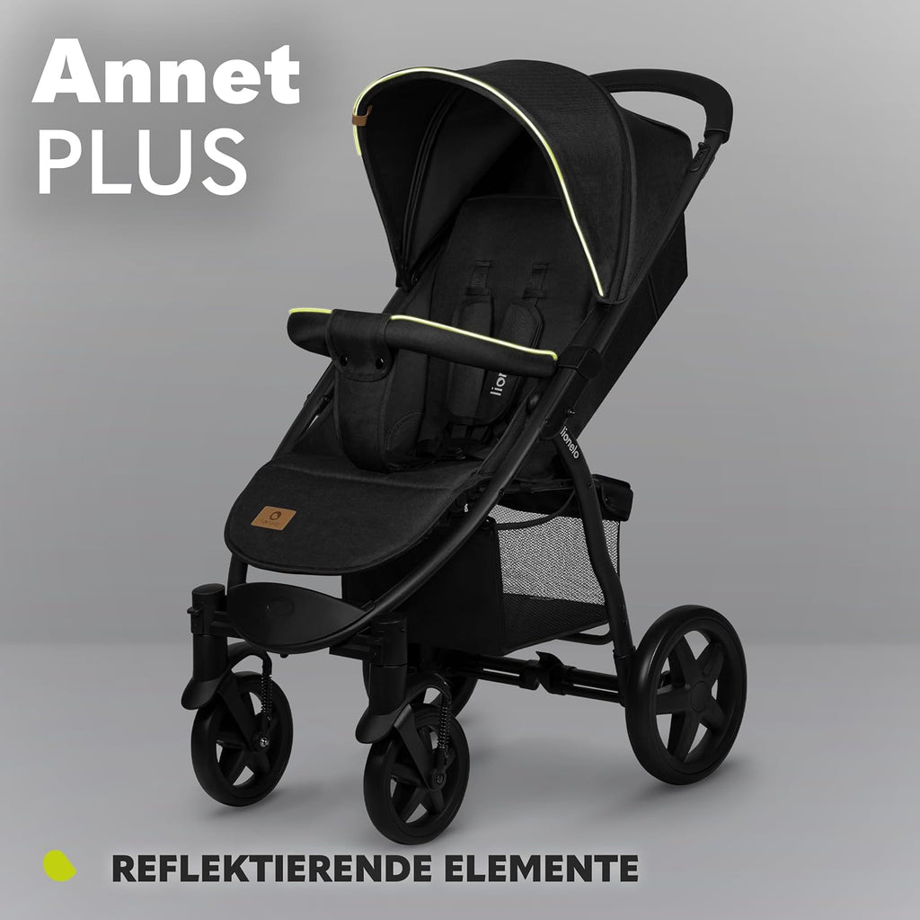 LIONELO Annet Plus Buggy bis 22 kg mit Liegefunktion, Kinderwagen klein zusammenklappbar mit Zubehör, Eva-Schaum-Räder, Moskitonetz, Fußdecke Getränkehalter, Korb