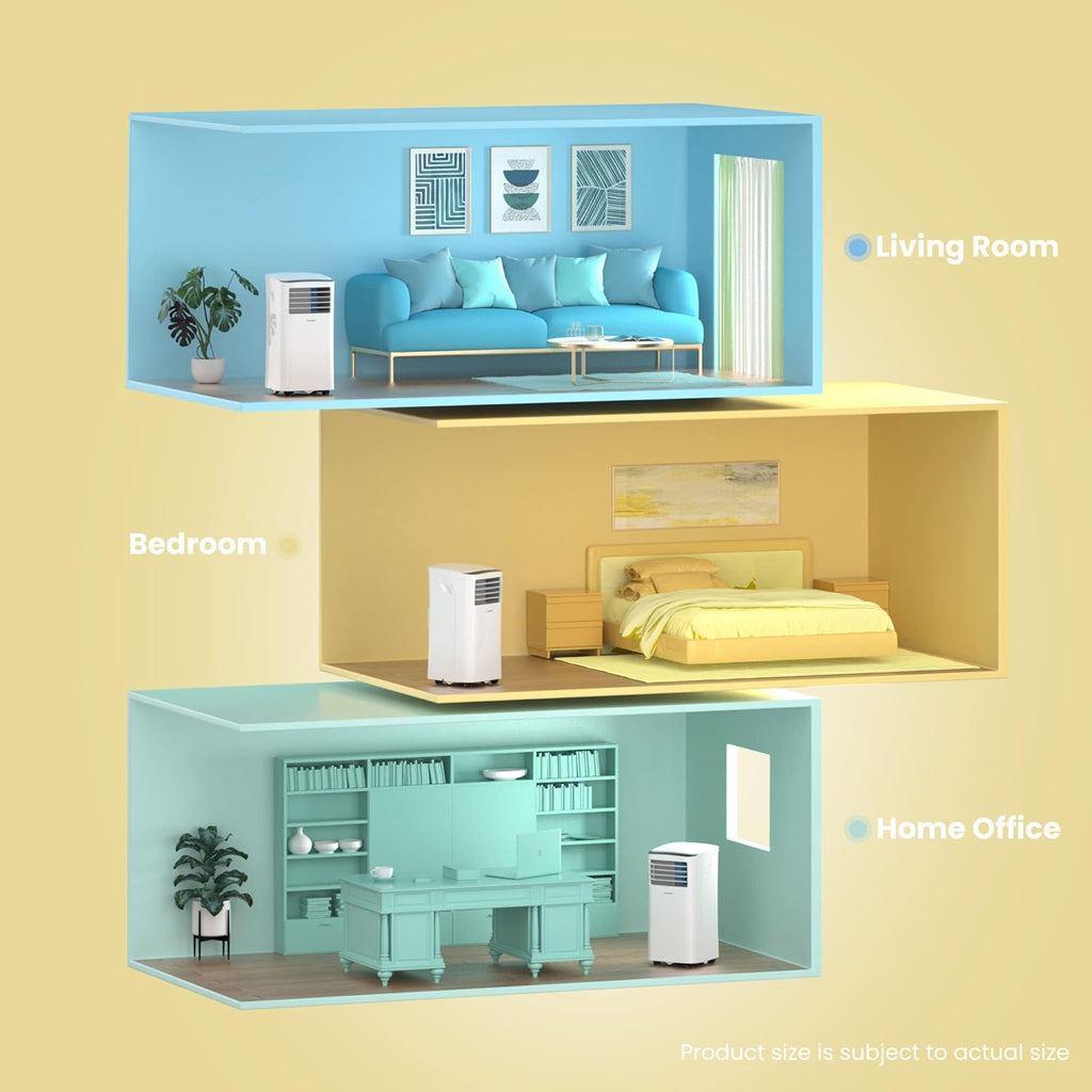 Comfee Mobiles Klimagerät Breezy Cool Pro 2.6,9000 BTU 2,6kW, Kühlen&Ventilieren&Entfeuchten,APP-Steuerung,Raumgröße bis 88m³(33㎡),Mobile Klimaanlage mit Abluftschlauch