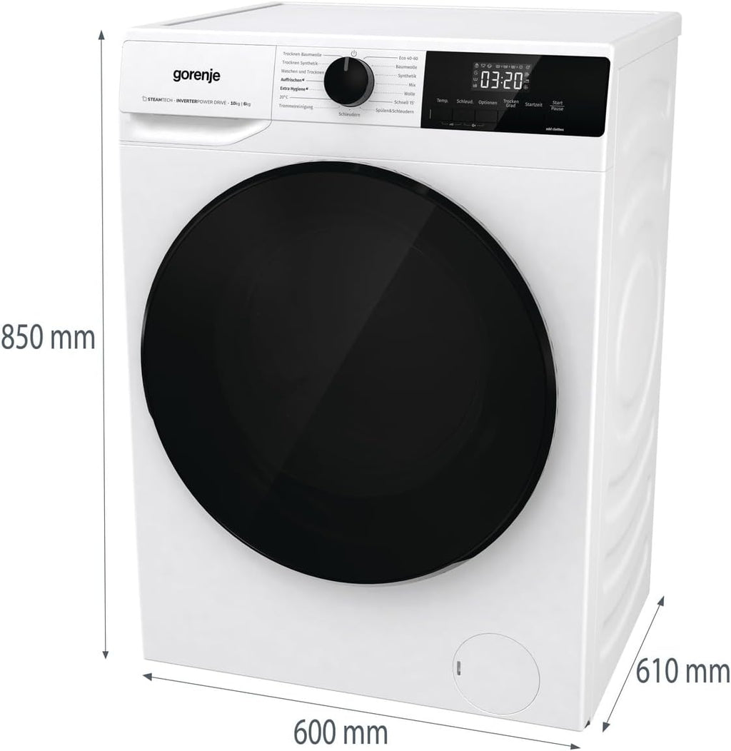 Gorenje WDAM 854 AP Waschtrockner mit Dampffunktion / 8 kg / 1400 U / 15 Programme/Aqua Stop/Inverter PowerDrive Motor/Kindersicherung/QuickDry/weiß