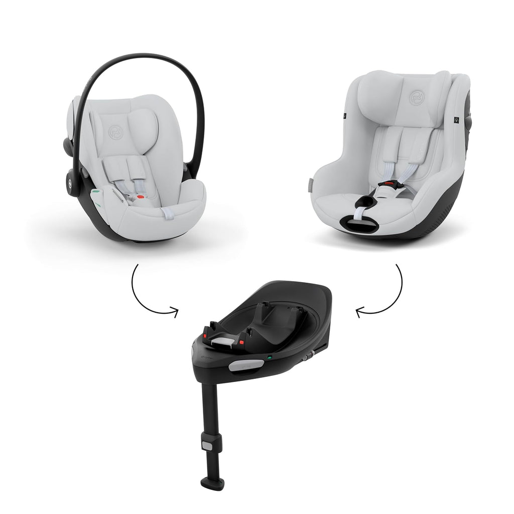 CYBEX Gold Babyschale Cloud G i-Size Comfort, Inkl. Neugeboreneneinlage, Ab Geburt bis ca. 24 Monate, Für Kinder ab 40 cm bis 87 cm, Max. 13 kg, Moon Black