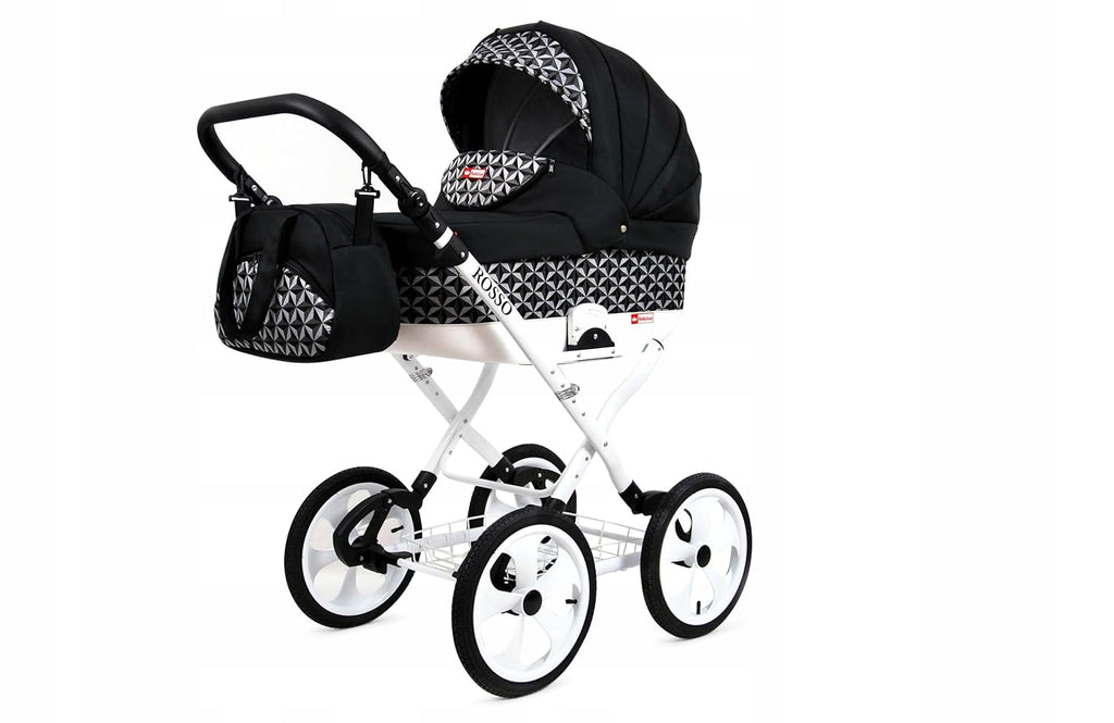 BabyLux® Bambimo Kinderwagen Set 2 in 1 - Rosso - incl. Babywanne, Buggy Sportsitz - Kinderwagenset - Kombikinderwagen mit Wickeltasche, Regenschutz, Moskitonetz, Cupholder usw.