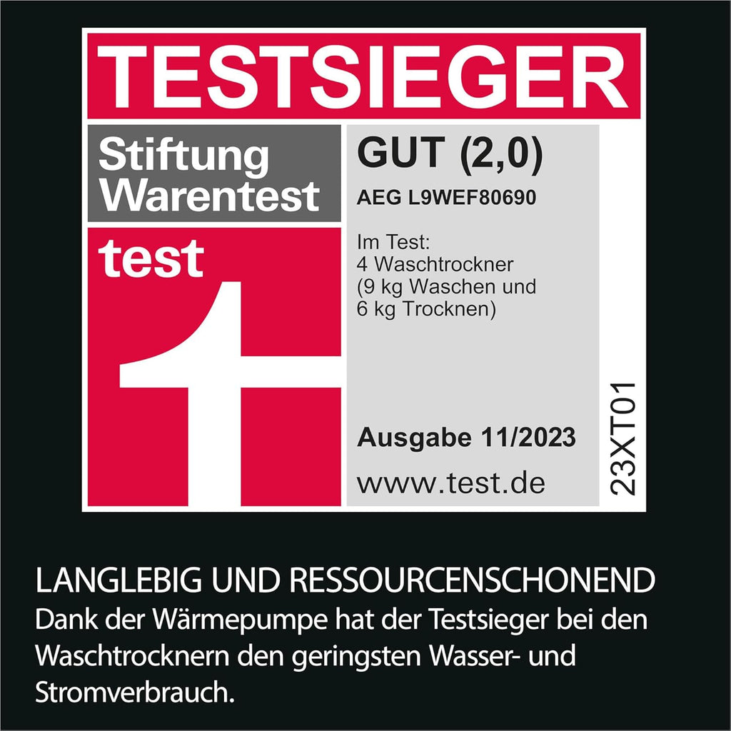 AEG L7WBA60680 Waschtrockner / DualSense - schonende Pflege / 8 kg Waschen / 5 kg Trocknen / D / energiesparend / Mengenautomatik / Nachlegefunktion / ProSteam - Auffrischfunktion / 1600 U/min