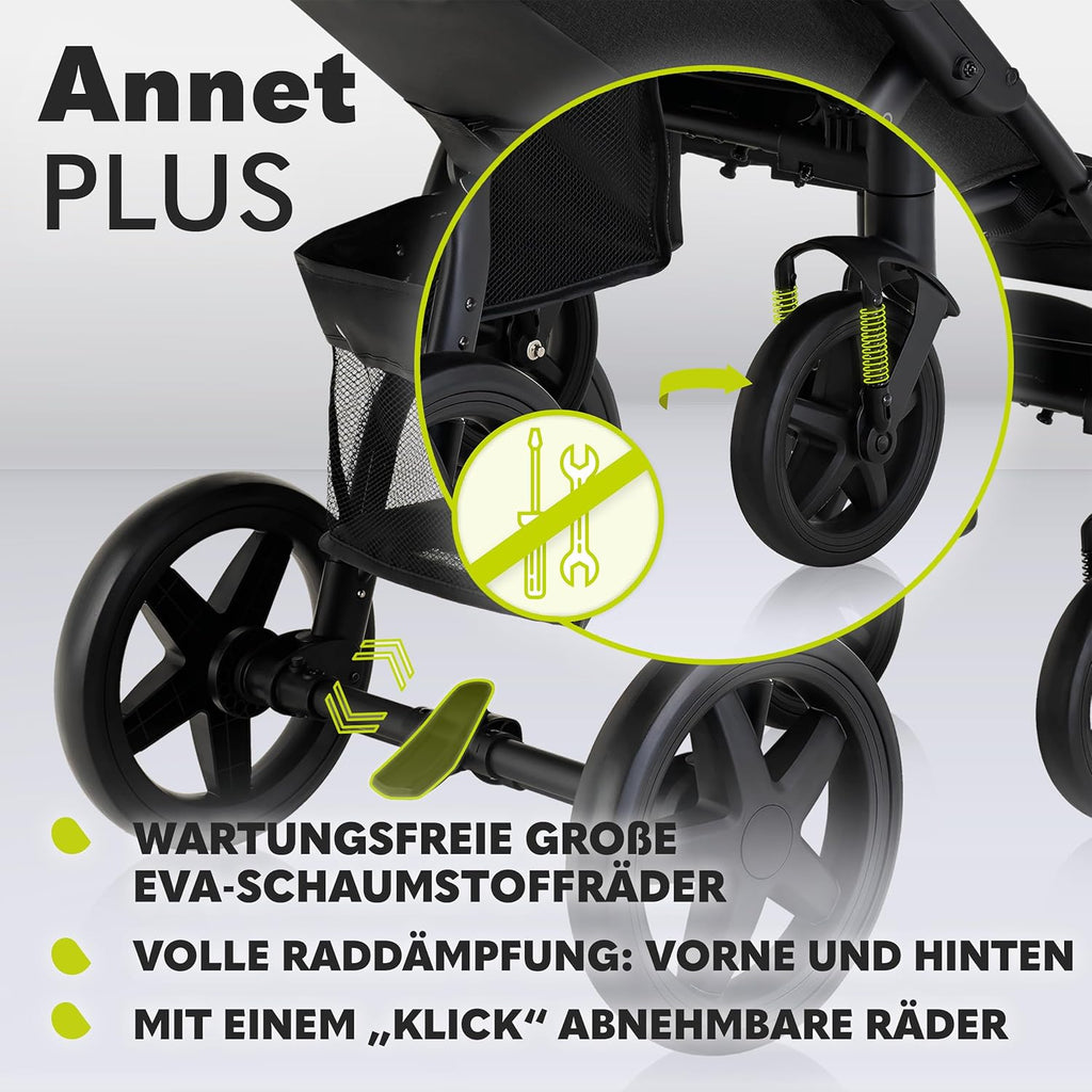 LIONELO Annet Plus Buggy bis 22 kg mit Liegefunktion, Kinderwagen klein zusammenklappbar mit Zubehör, Eva-Schaum-Räder, Moskitonetz, Fußdecke Getränkehalter, Korb