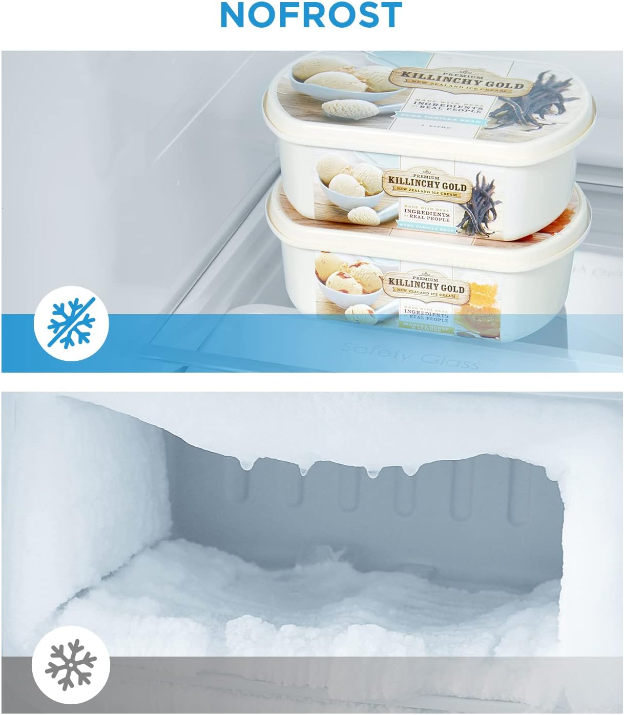 Midea MERB276FGE02A Fridge/Freezer Combination, 180 cm Height, NoFrost, Double Control, Super Cooling Function, 219 kWh per Year, Fridge Capacity 199 L, 71 L Freezer Capacity