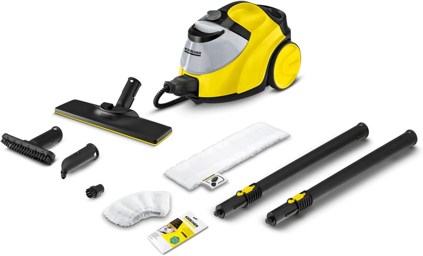 Krcher Dampfreiniger SC 5 EasyFix mit Heiwasser-Zuschaltung, Dampfdruck: 4,2 bar, Aufheizzeit: 3 min., Flche: ca. 150 m, Tank: 0,5 l + 1,5 l, inkl. Bodenreinigungsset EasyFix und Düsen