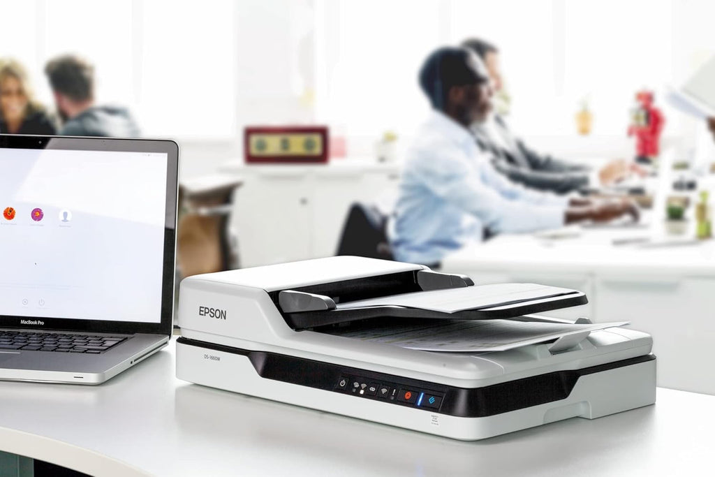 Epson WorkForce DS-1630 DIN A4 Dokumentenscanner (Scanner, kleine Standfläche, Dokumenteneinzug, Duplex, Drei-Pass, 600dpi, USB 3.0)