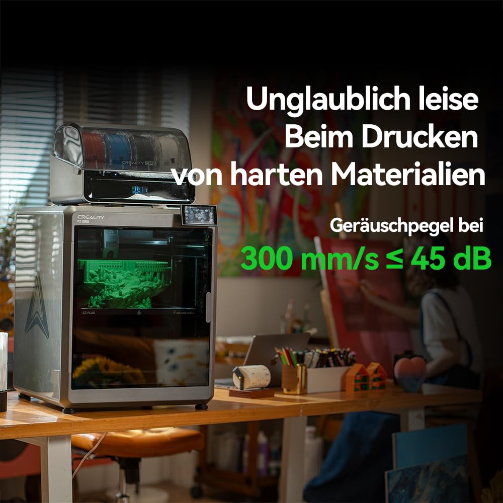 Creality K2 Plus Combo 3D-Drucker, 16-Farben Multimaterial-Druck, 350³mm XXL-Bauraum, Servo-Direktantrieb, Dual-KI-Kameras, Ultra-Leise <45dB, Aktive Heizkammer, RFID/WLAN (Industrie 4.0)