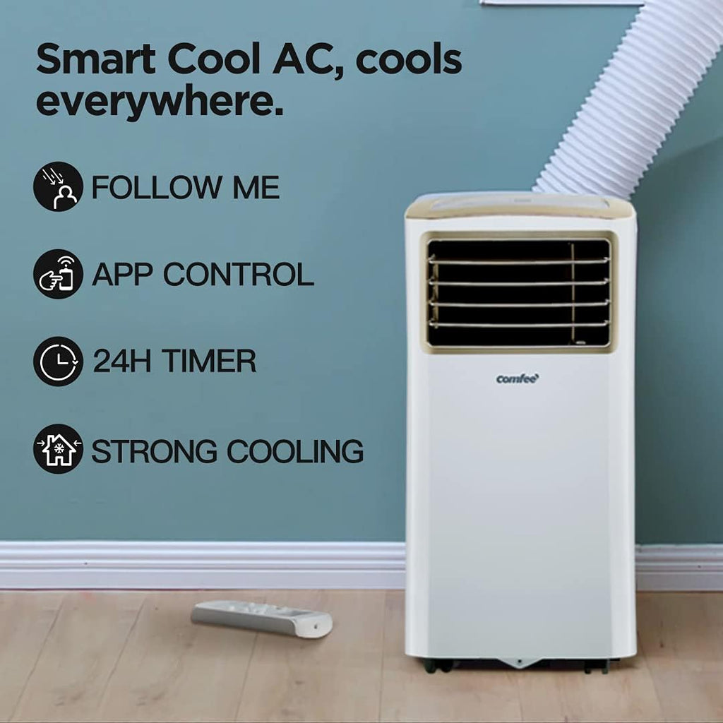 Comfee Mobiles Klimagerät Breezy Cool Pro 2.6,9000 BTU 2,6kW, Kühlen&Ventilieren&Entfeuchten,APP-Steuerung,Raumgröße bis 88m³(33㎡),Mobile Klimaanlage mit Abluftschlauch