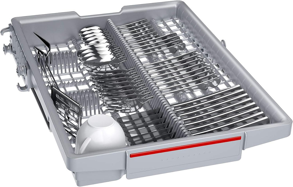 Bosch SPS4HMI61E Serie 4 Freistehender Geschirrspüler / E / 45 cm / Edelstahl / 76 kWh/100 Zyklen / 10 MGD / SuperSilence / Extra Trocknen / VarioSchublade / Home Connect